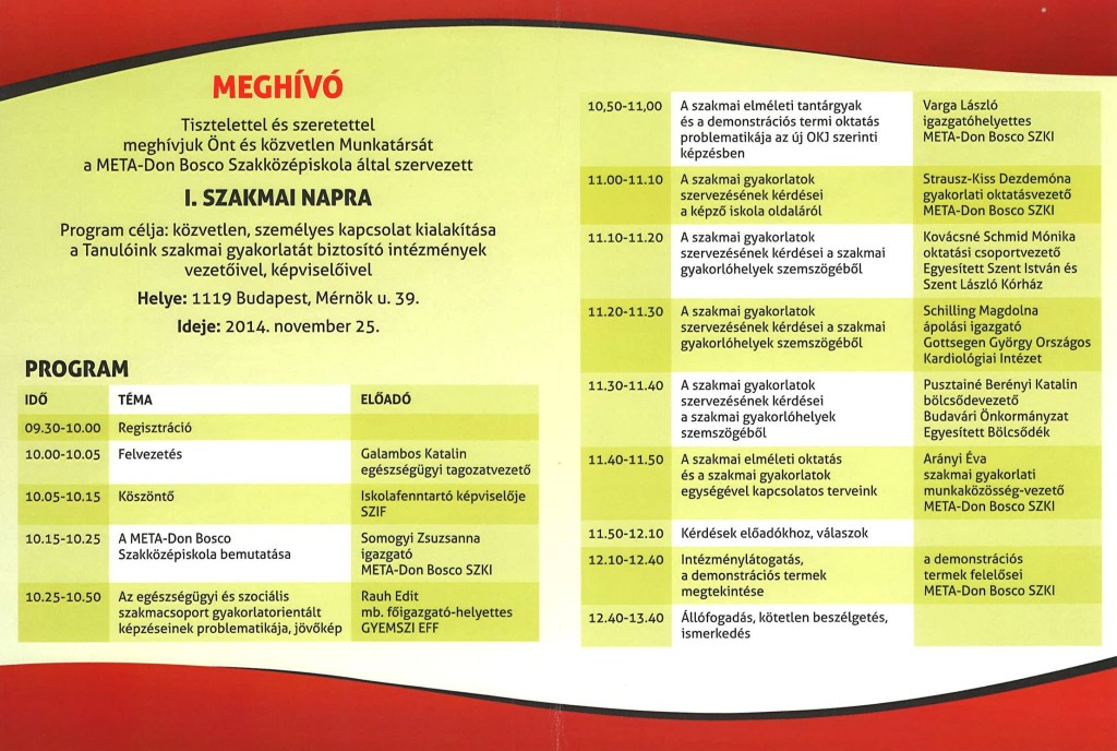 Szakmai nap - meghívó